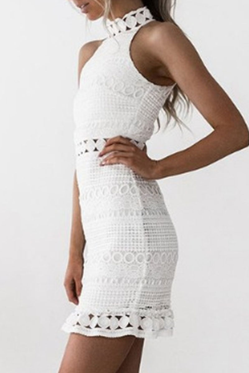 Zara® | White sleeveless elegant lace dress