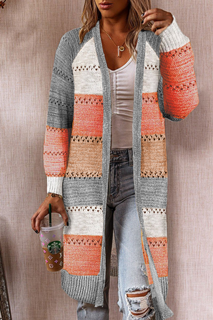 Teresa® | Casual patchwork outerwear with hollow out cardigan collar