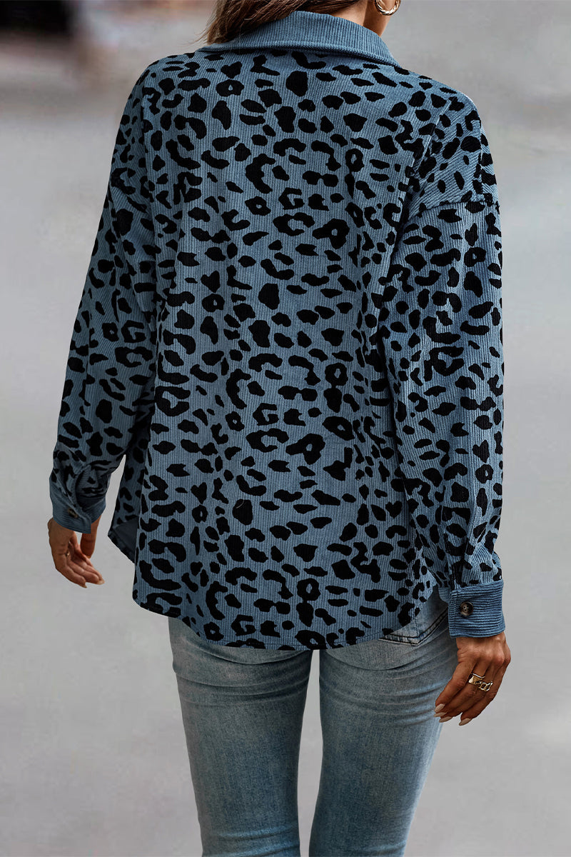 Amparo® | Casual tops with cute leopard pocket turn-down collar