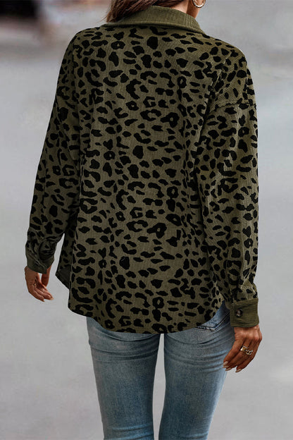 Amparo® | Casual tops with cute leopard pocket turn-down collar