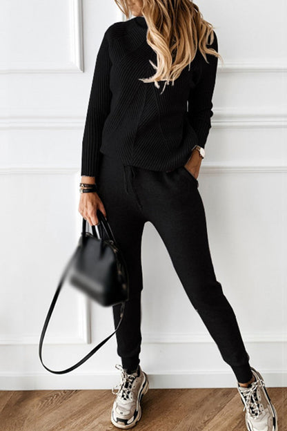 Wanda® | Casual solid color turtleneck long sleeve two piece sweater