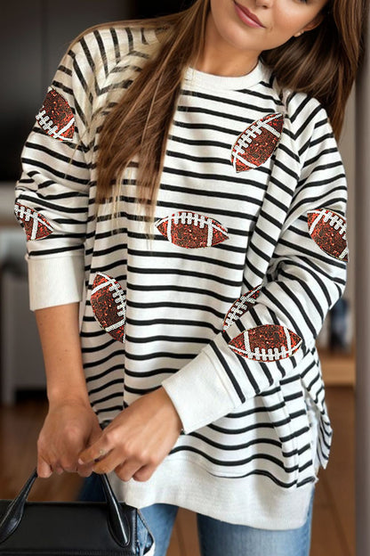 Petra® | Striped sequin long-sleeved football sweatshirt