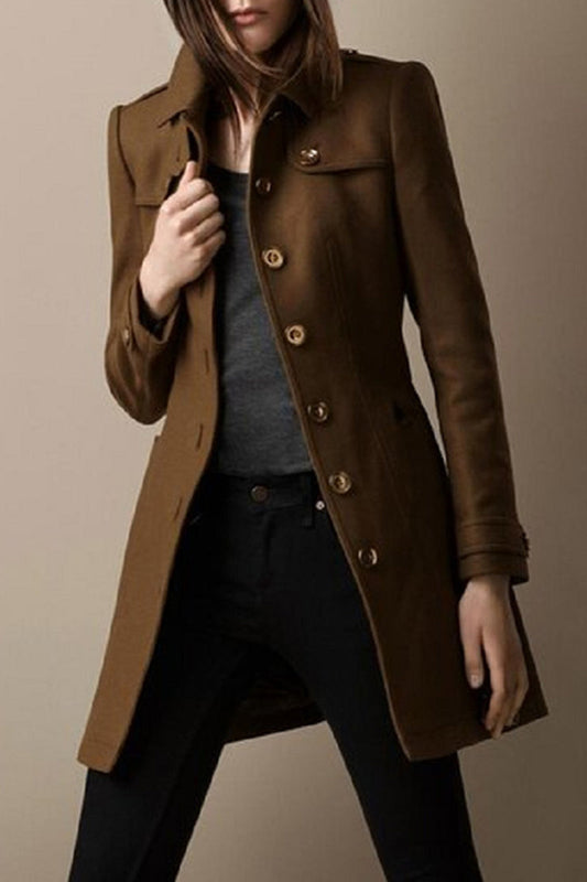 Andrea® | Elegant solid patchwork turn-down collar outerwear