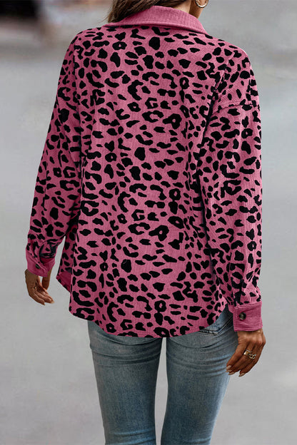 Amparo® | Casual tops with cute leopard pocket turn-down collar