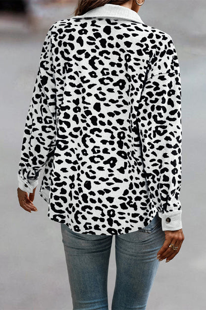 Amparo® | Casual tops with cute leopard pocket turn-down collar