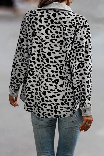 Amparo® | Casual tops with cute leopard pocket turn-down collar