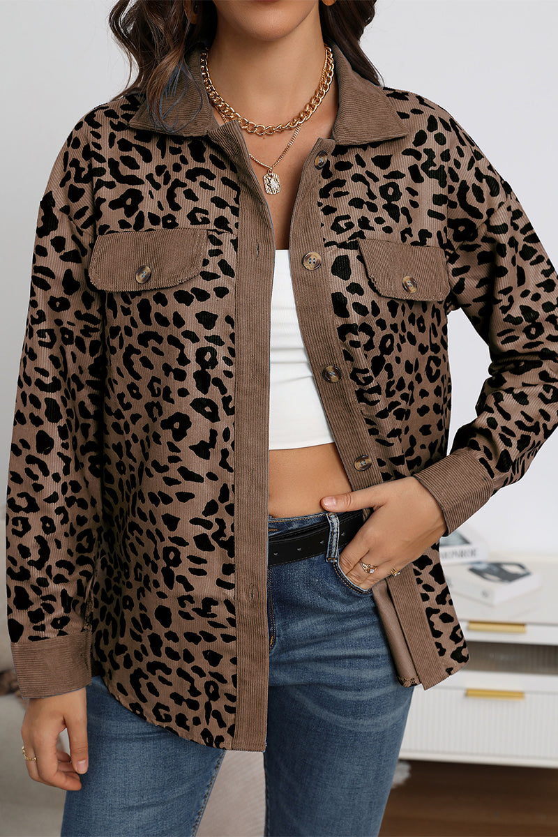 Amparo® | Casual tops with cute leopard pocket turn-down collar