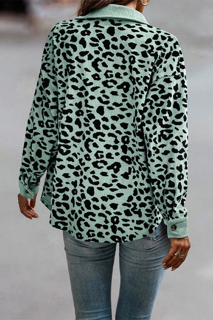 Amparo® | Casual tops with cute leopard pocket turn-down collar