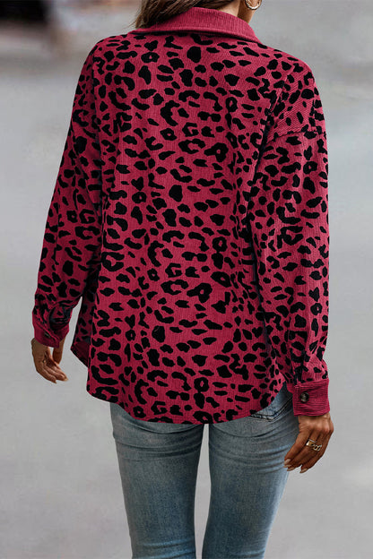 Amparo® | Casual tops with cute leopard pocket turn-down collar