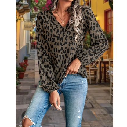 Tonia® | Women's leopard print V-neck blouse