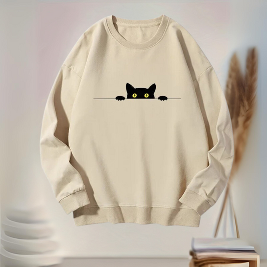 Zuleyka® | Comfortable women's sweatshirt with a black cat print