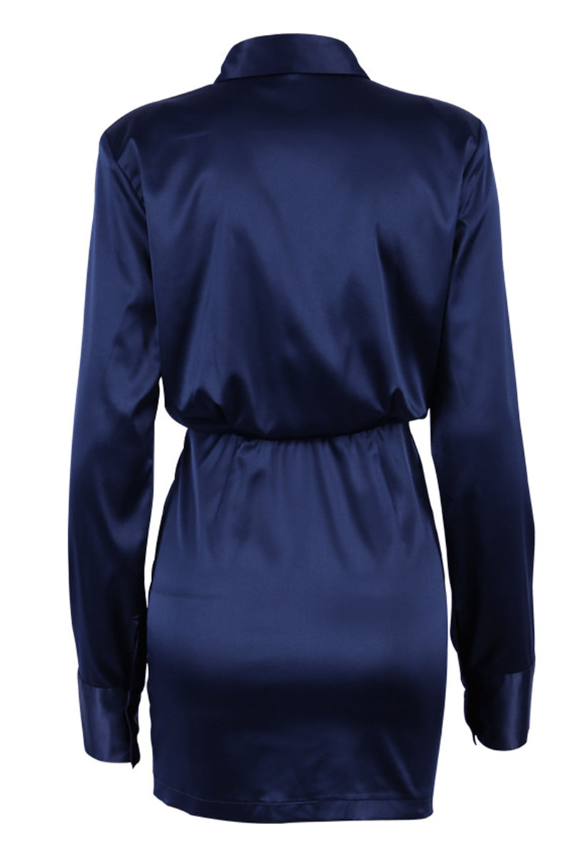 Zahira® | Sexy shirt dresses with plain buttons and turn-down collars