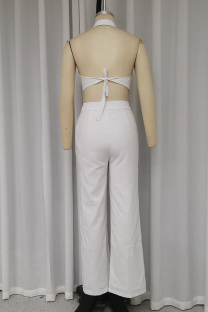 Xara® | Sexy everyday two-piece suit with lacing and buttons, backless, halterneck, sleeveless