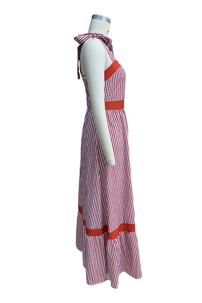 Quintina® | Casual street dresses with striped print, lace-up, patchwork contrast and sling dress with square neckline