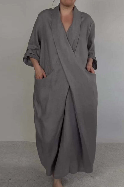 Yoselin® | Casual Long Dresses with Pocket Slit and V-Neck (7 Colors)