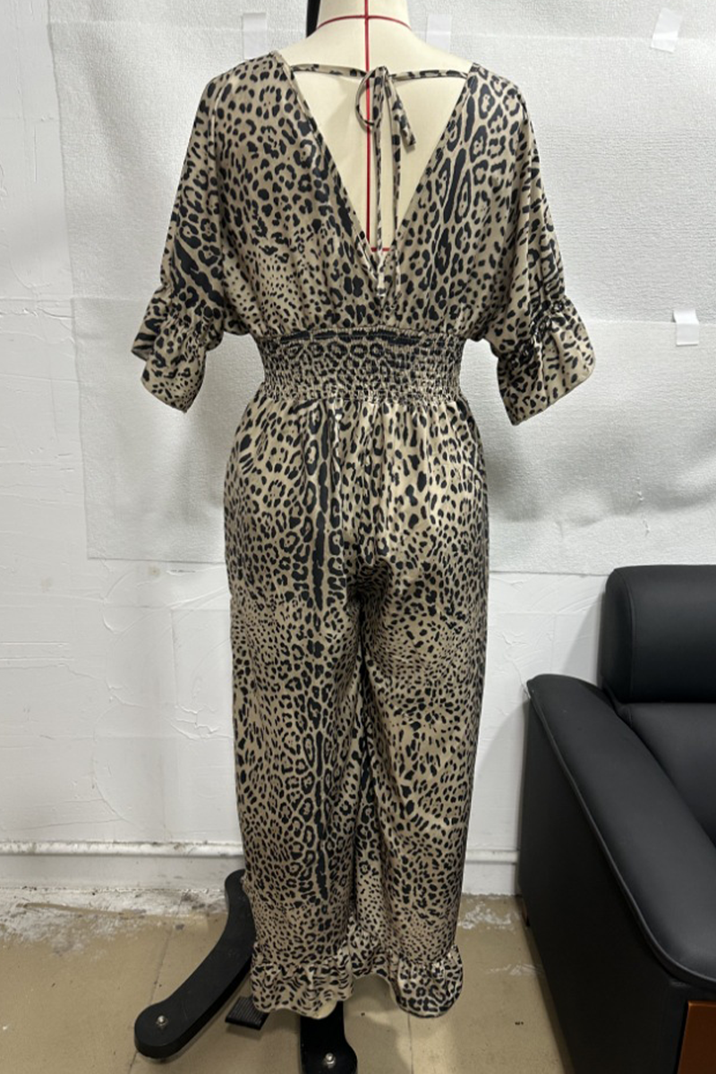 Rafaela® | Casual Loose Leopard Contrast V-Neck Jumpsuits (4 Colors)