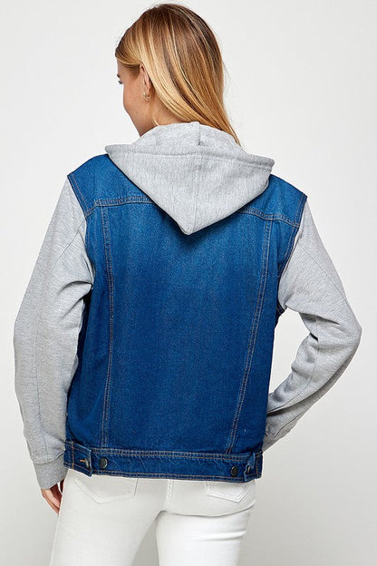 Aneta® | Women's denim jacket with fleece hoodies