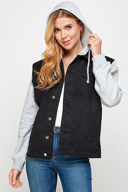 Aneta® | Women's denim jacket with fleece hoodies