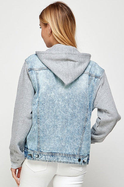 Aneta® | Women's denim jacket with fleece hoodies