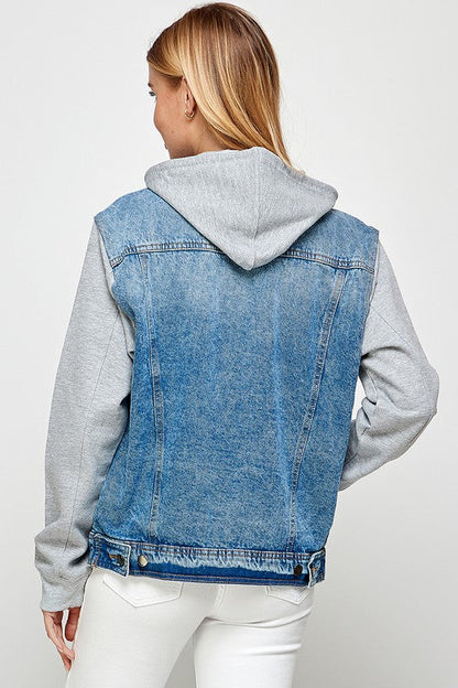 Aneta® | Women's denim jacket with fleece hoodies