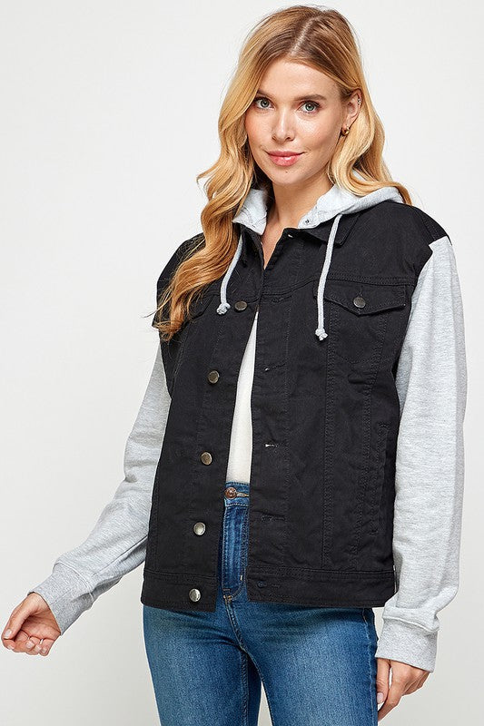 Aneta® | Women's denim jacket with fleece hoodies