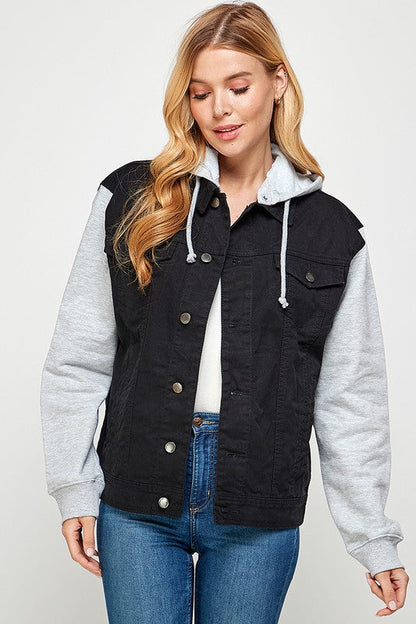 Aneta® | Women's denim jacket with fleece hoodies