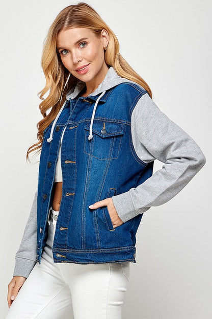 Aneta® | Women's denim jacket with fleece hoodies