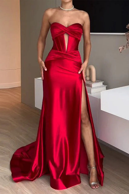 Virginia® | Sexy evening dresses with slit, ruffles and strapless