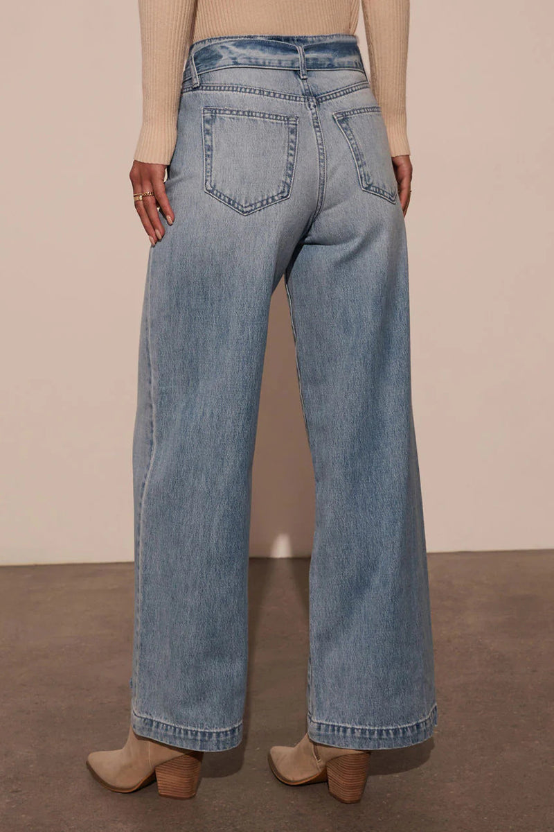 Zoe® | Casual, loose denim jeans with a gradient, used look, lace-up fastening and high waist