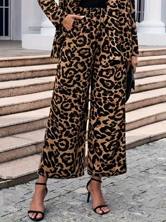 Tamsin® | Wide leg trousers with elastic waist and leopard print