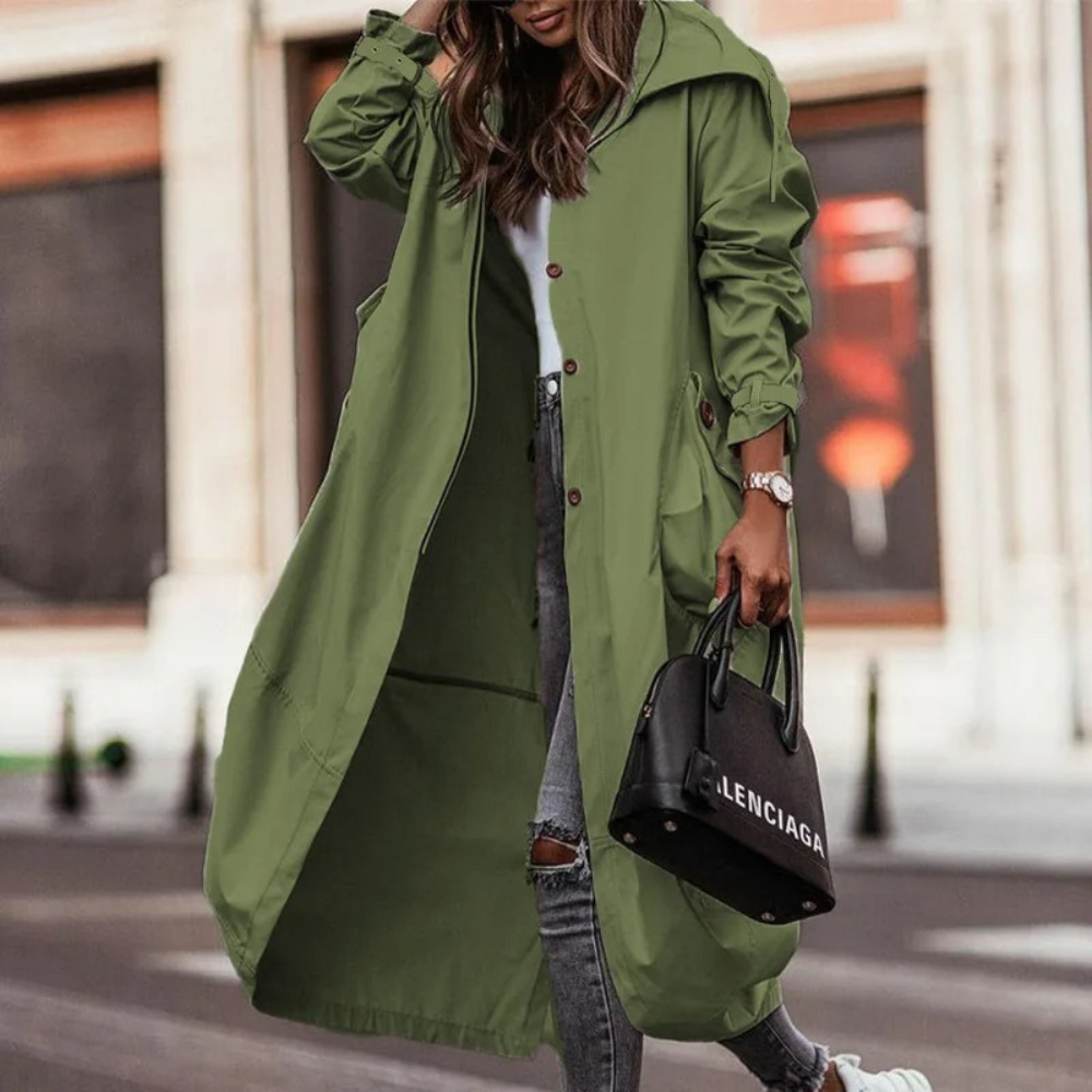 Yoselin® | Oversized long hooded coat for women