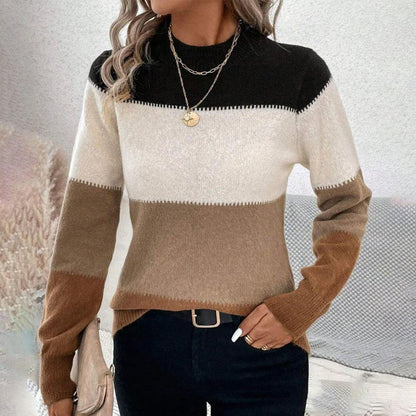 Teresa® | Popular color block long sleeve sweater