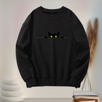 Zuleyka® | Comfortable women's sweatshirt with a black cat print