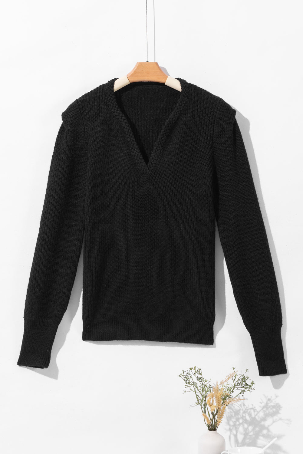 Vivienne® | Solid color long sleeve sweater with notches