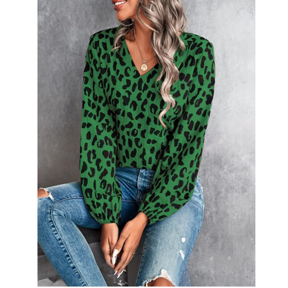 Tonia® | Women's leopard print V-neck blouse