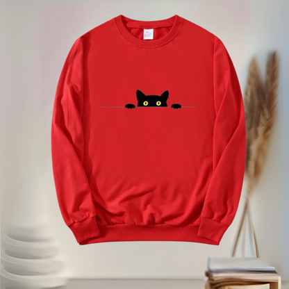 Zuleyka® | Comfortable women's sweatshirt with a black cat print