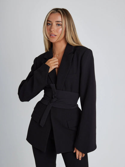 Tina® | Elegant tailored belted blazer for women