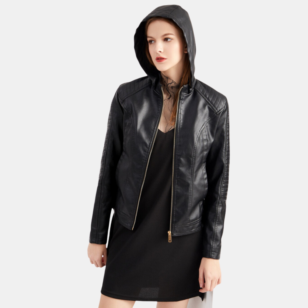 Alondra® | Women's leather jacket with hood