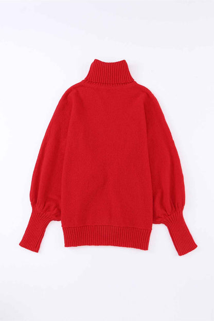 Theresa® | Cheerful turtleneck knit sweater with printed sleeves