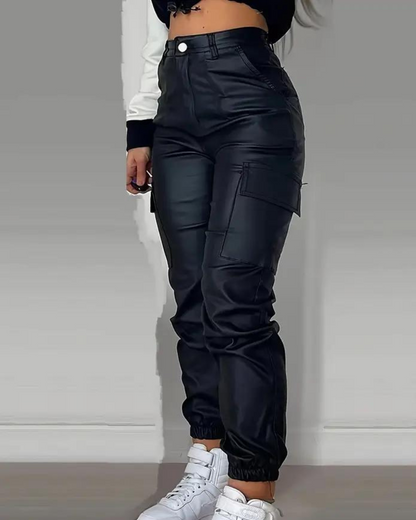 Yolanda® | Leather cargo pants