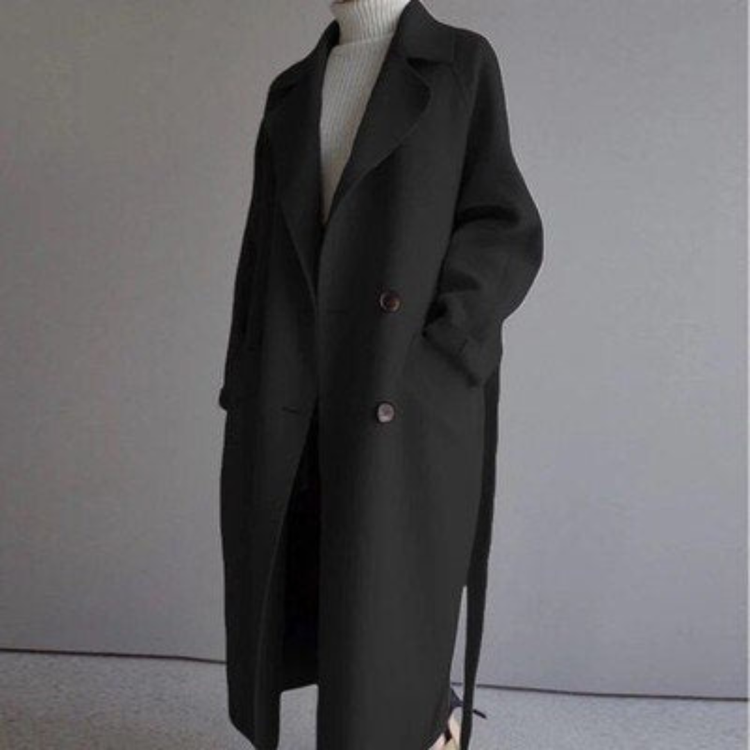 Zaida® | Long wool winter coat with gordel