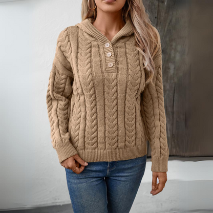 Vera® | Retro knitted vest for women with button placket and hood