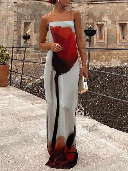 Xara® | Abstract tulip print slip H-line maxi dress