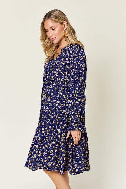 Tatiana® | Double Take long sleeve tiered ruffle hem dress with full size print