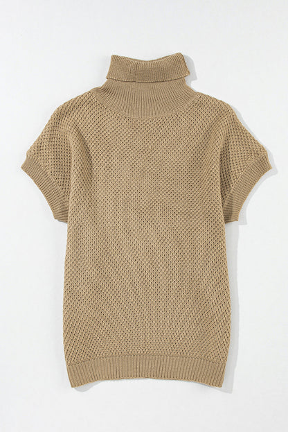 Pink® | Solid color turtleneck sweater with short sleeves