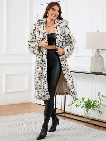 Pink® | Leopard print faux fur thermal outerwear with hood