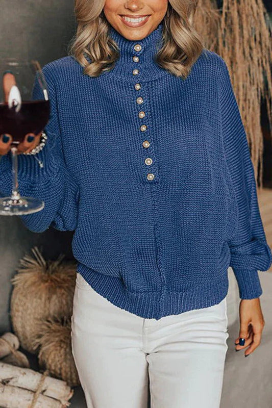 Viviana® | Perfect, relaxed knit sweater with pearl buttons for cool fall days