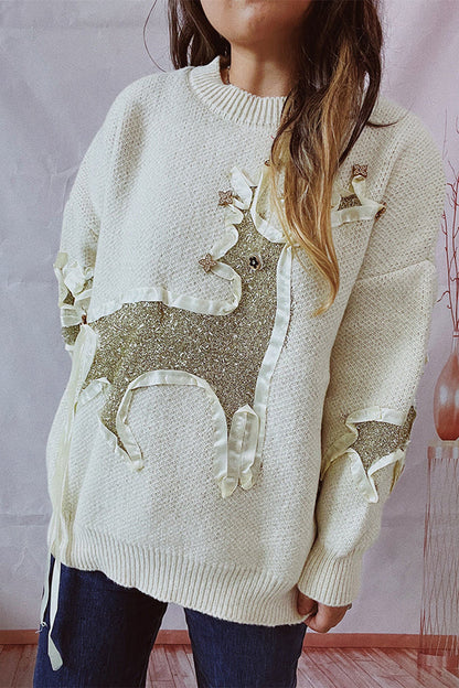 Vittoria® | Christmas pattern knitted crew neck sweater with long sleeves