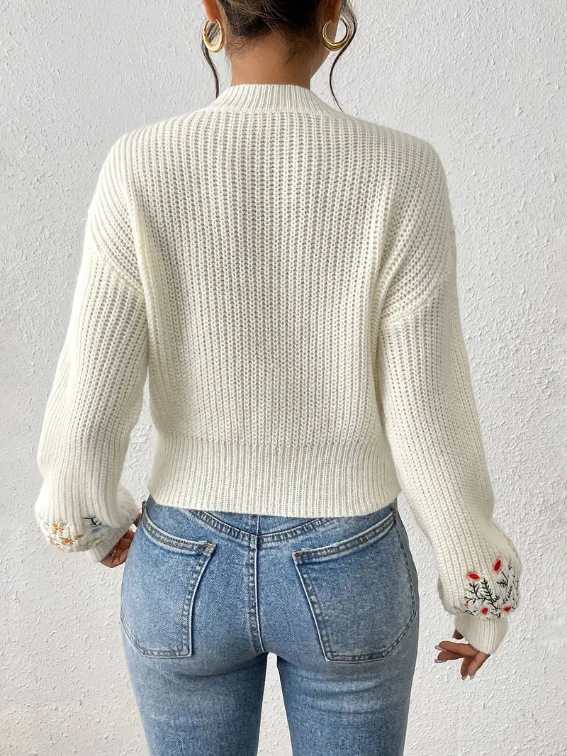 Soleá® | Knitted sweater with floral embroidery