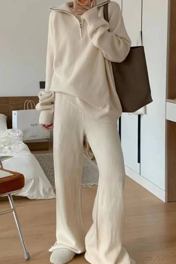 Thelma® | Two-piece suit consisting of a casual lapel sweater and wide-leg trousers